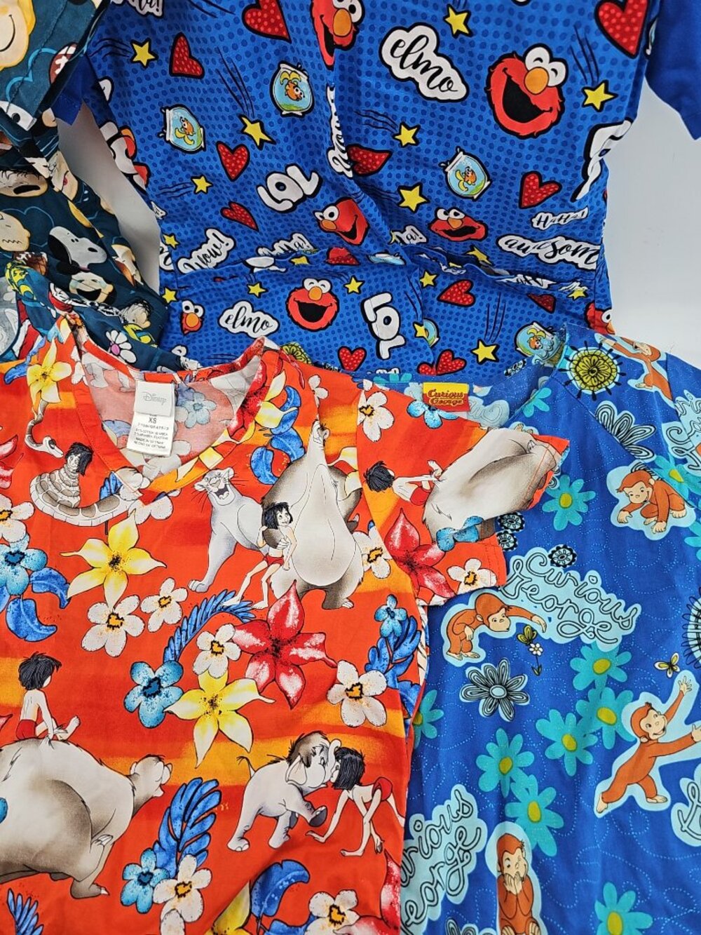 Bundle of 5 Character Medical Scrub Tops - Picture 2 of 5